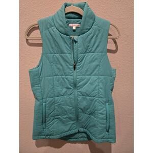 Peter Millar Women's Quilted Vest Teal Size S Casual Mid-Length